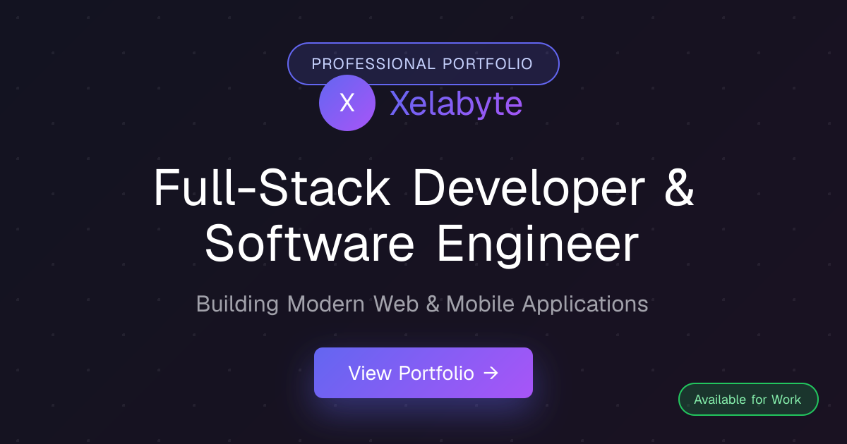 Xela Oladipupo — Full-Stack & React Native Developer Portfolio